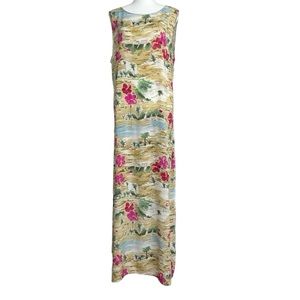 Impressions Sleeveless Tropical Hawaiian Print Maxi Dress (XL)